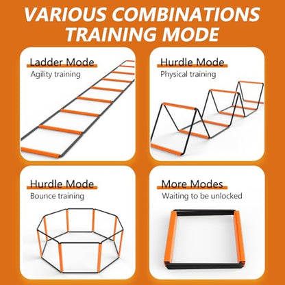 Footwork Ladder, Exercise Ladders for Agility Training, Detachable Training Equipment Set, with Carry Bag for Kids, Athletes, Soccer, Basketball(6 Grids) - size: 6 Grids
