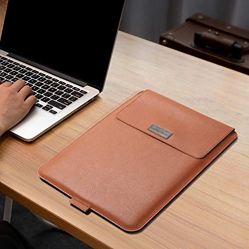 Laptop Sleeve 13-14" Case with Stand Compatible with Microsoft Surface Laptop 5/4/3/2 13.5", MacBook Air/Pro 13.3", PU Leather Sleeve for 15-16" Laptop Computers - Red - color: Red, size: 13-14 Inch