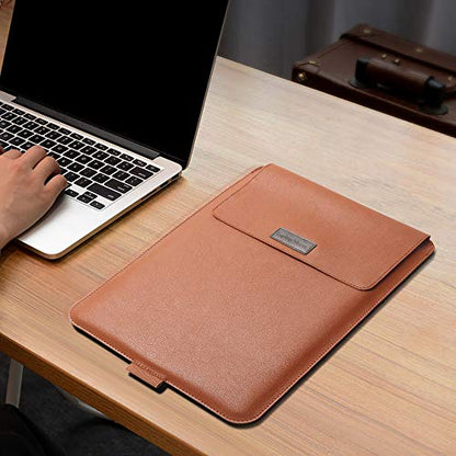 Laptop Sleeve 13-14" Case with Stand Compatible with Microsoft Surface Laptop 5/4/3/2 13.5", MacBook Air/Pro 13.3", PU Leather Sleeve for 15-16" Laptop Computers - Black - color: Black, size: 13-14 Inch