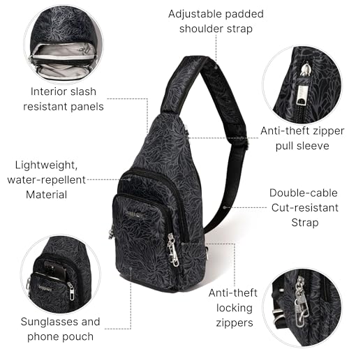 Baggallini Securtex Anti-Theft Daytripper Sling - color: Midnight Blossom