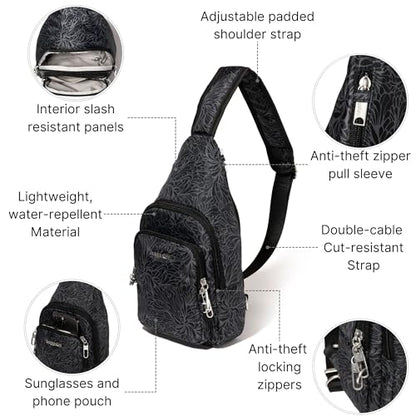 Baggallini Securtex Anti-Theft Daytripper Sling - color: Midnight Blossom