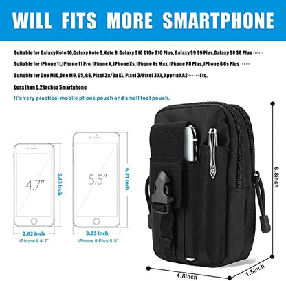 Belt Pouch, Tactical Molle Phone Pouch EDC Utility Pouches Waist Bag, Small Cell Phone Holster Gear Tool Gadget Pocket for Men - color: Black