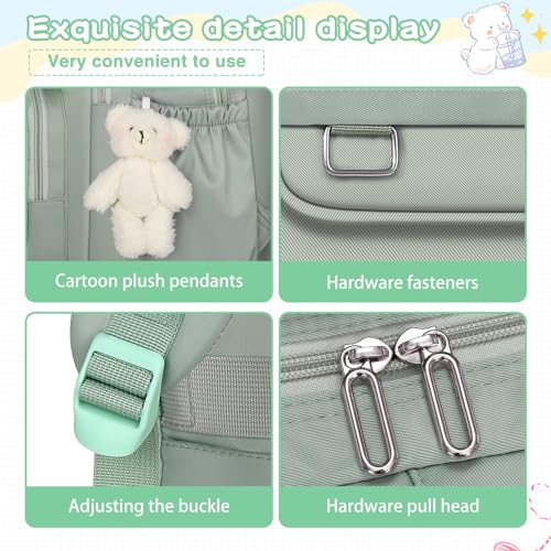KBTYE School Backpack for Kids Girls Cute Travel Backapck for College Women Men Casual Laptop Bookbag for Teen Student(Green) - color: Green