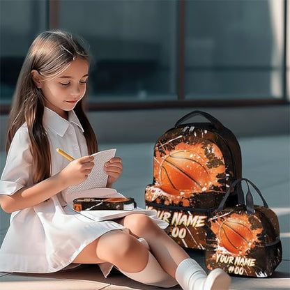 COZYAURA Boys Backpack Set - Personalized Basketball Backpacks for Kids - Sports Theme Bookbag for Elementary Middle School - Cool School Bag with Lunch Box & Pencil Case - color: Style-2