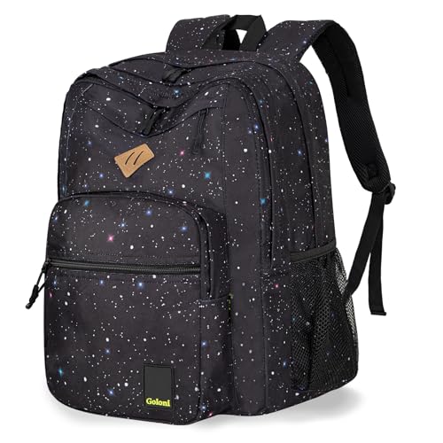Goloni Lightweight Laptop Backpack 1.1Lbs, 26L Wear-Resistant Water Resistant Backpack with Laptop Compartment for Men Women - color: Starry Black