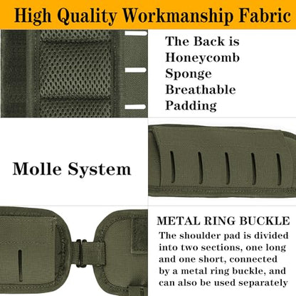2-in-1 Tactical MOLLE Plate Carrier & Backpack Shoulder Pads - Adjustable, Padded, 500D Nylon, Durable Outdoor Gear for Men & Women - color: Ranger Green