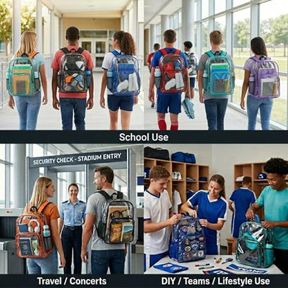 Trail maker Clear Backpack Heavy Duty with Padded Straps, Side Pockets for Kids, Boys, Girls, School, Stadium Approved Events - color: Purple