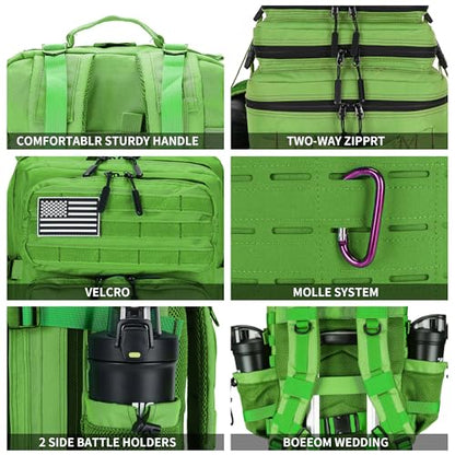 Military Tactical Backpack 45L/25L 3 Day Assault Pack Molle Daypack Hiking Backpack for Men and Women - color: Green, size: 25L