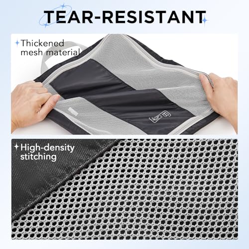 OlarHike 6 Set Compression Packing Cubes for Travel Essentials,Compressible Expandable Space Saver Bags for Organizing Clothes,Luggage Suitcase Garment Bags with Over 1000 pcs Mesh Holes(Black) - color: Black