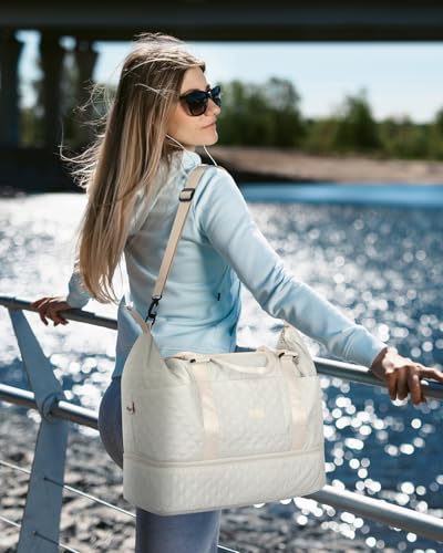 50L XL Weekender Bags for Women, Large Travel Duffle Bags, White - color: white