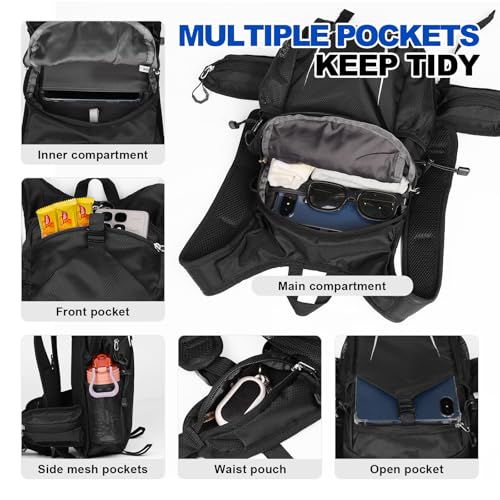 10L Small Hiking Backpack, Mini Travel Daypack for Men Women, Lightweight & Water Resistant - color: Black