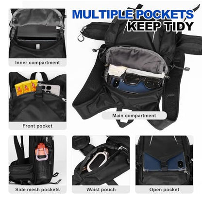 10L Small Hiking Backpack, Mini Travel Daypack for Men Women, Lightweight & Water Resistant - color: Black