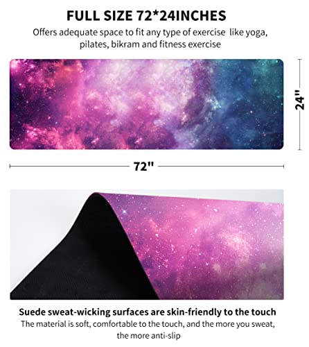 nuveti Printed Travel Yoga Mat-1/16 Inch Thick Non Slip Fitness Workout Mat with Carrying Bag, Foldable Lightweight Suede & Natural Rubber Yoga Mat for Yoga Pilates and Fitness 72" L x 24" W x 1.5mm - color: ZiSeXingKong