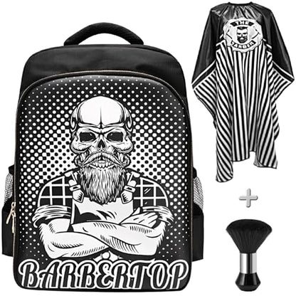 Barber Supplies Clippers Backpack for Hairdresser, with Barber Cape & Barber Brush, Large Travel Bag Zipper, Water Proof Barber Accessories of Professional Hair Cutting Tools Backpack - color: 3pcs White Set