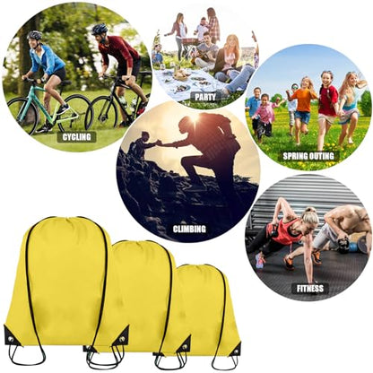 Grneric 100 Pieces Drawstring Backpack Bulk Cinch Sackpack Ployster Drawstring Bags for Gym Party Trip(Yellow) - color: Yellow