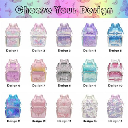 MyPupSocks Custom Butterfly Diaper Bag Backpack for Mom Daughter Granddaughter - Personalized Nappy Mommy Bag Backpack Diaper Bag in Pink with Name - color: Style 8