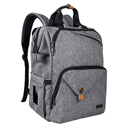 Hap Tim Diaper Bag Backpack,Large Capacity Travel Back Pack Maternity Baby Nappy Changing Bags, Double Compartments with Stroller Straps,Waterproof,Grey (US7340-G) - color: Grey