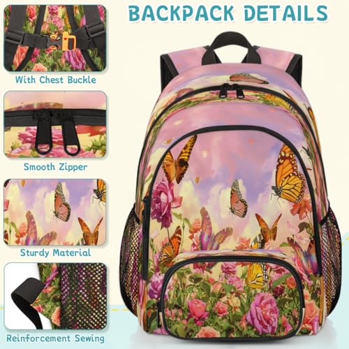 Flower Butterfly Laptop Backpack for Women Men, Work Computer Backpacks, 18.3 Inch Large Computer Nurse Teacher Bags Travel Casual Daypack - color: Multicolor 6