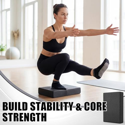 Thenshop 11 Pcs Exercise Balance Pad and Yoga Kits for Home Workouts with Resistance Bands, Yoga Blocks, Stretch Strap, Massage Ball, Pilates Socks Fitness and Stability Training Physical Therapy