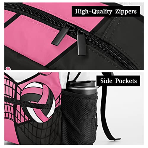 Personalized Volleyball Pink Black White Multifuction Backpack with Name Text for Women Men Gift - color: Backpack 2