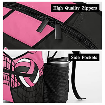 Personalized Volleyball Pink Black White Multifuction Backpack with Name Text for Women Men Gift - color: Backpack 2