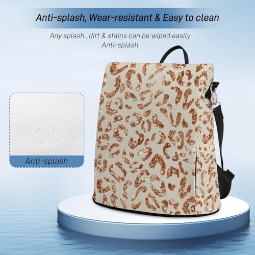 Waterproof Backpack Leopard Print Beige Casual Bags for Women Anti-theft Daypacks Fashion Versatile Bag - color: Leopard Print Beige, size: No Custom