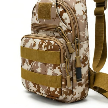 RiToEasysports Sling Backpack, Multifunctional Chest Shoulder Sling Bag Outdoor Pack Adjustable Breathable Strap for Fishing Hiking Cycling (Desert)