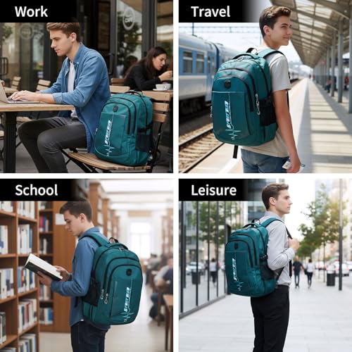 goldwheat School Backpack For Teen Boys, Lightweight Water-Resistant Boys Bookbag With Computer Compartment Fits 15.6" Laptop - color: Dark Green