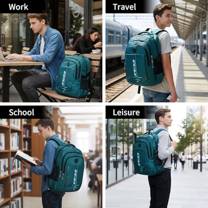 goldwheat School Backpack For Teen Boys, Lightweight Water-Resistant Boys Bookbag With Computer Compartment Fits 15.6" Laptop - color: Dark Green