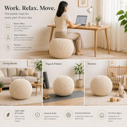 Yoga Ball Chair Cover - for 55cm and 65cm Birthing, Stability, Fitness, Balance Ball - color: Off White