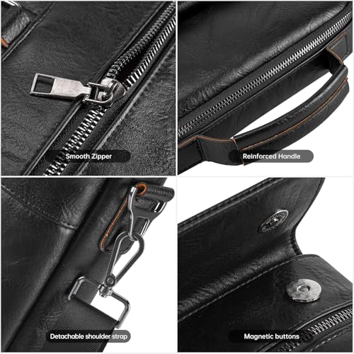 13 Inch Laptop Leather Sleeve for 2026-2022 MacBook Air 13 M5 M4 M3 M2 A3449 A3240 A3113 A2681, 13" MacBook Neo A18, Protective Carrying Bag Shoulder Travel Case with Pockets, Black - color: Black, size: 13 Inch