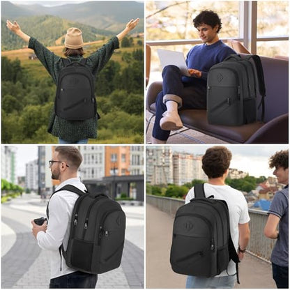 BIKROD Black Backpack, School Backpacks for Teen Boys & Girls, Student Bookbag Fits 17.3 Inch Laptop, Water Resistant Travel Backpack, Sturdy Anti Theft Computer Bag Gifts Men Women - color: Black, size: 17.3 Inch