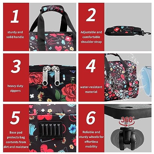 Nurse Rolling Medical Duffle Bag Work Nursing School College Student Must Have Clinical Home Health Cna Nr Gifts Carry On Bag with Wheels Doctor Emt Ems Healthcare Equipment Homecare Physician (Nurse) - color: Nurse