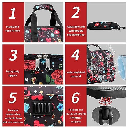 Nurse Rolling Medical Duffle Bag Work Nursing School College Student Must Have Clinical Home Health Cna Nr Gifts Carry On Bag with Wheels Doctor Emt Ems Healthcare Equipment Homecare Physician (Nurse) - color: Nurse