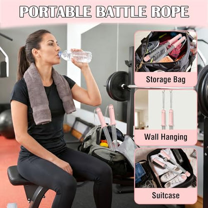 2PCS Ropeless Battle Ropes with Adjustable Weighted Ring-Battle, Cordless Battle Rope for Home Gym, HIIT Workout, Low-Impact Cardio, Strength Training, Portable Fitness Equipment for Women & Men