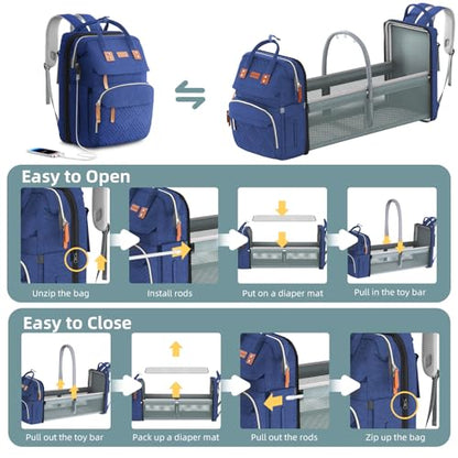 ISMGN Diaper Bag Backpack with Changing Station, Large Diaper Bag, Multifunctional Diaper Bag, Blue - color: Upgrade Blue