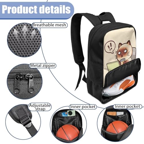 Basketball Backpack With Separate Ball Compartment And Shoes Fit Basketball Volleyball Football - color: Working Cat