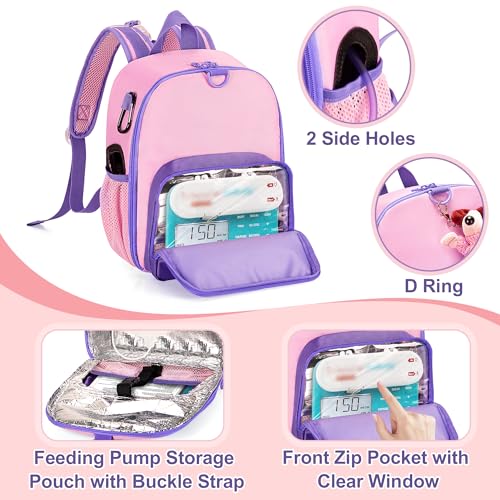 CURMIO Feeding Pump Backpack for 500ml Feeding Bag, G/J/GJ Tube, Pink - color: Pink