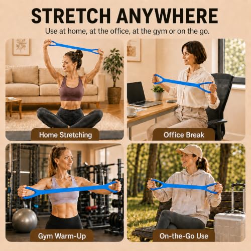 Figure 8 Resistance Bands with Handles, Resistance Bands for Arms, Back & Shoulder Training, Exercise Equipment for Yoga, Pilates & Stretching, Portable Home Gym Equipment - color: Blue