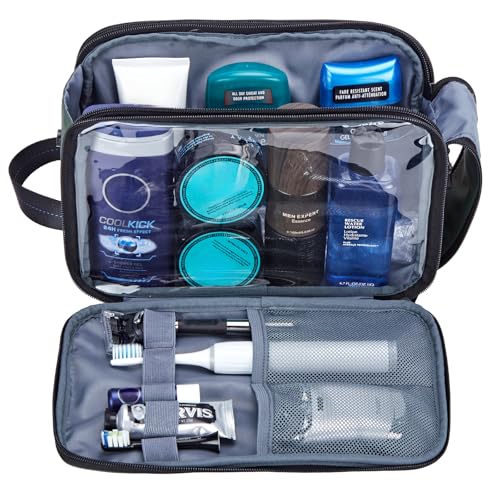 ZEEMO Travel Toiletry Bag for Men, Medium Water-Resistant Double-Sided Full-Open Dopp Kit, Versatile Organizer for Shower and Hygiene Accessories, Bathroom Essentials, Cosmetics, Green | double-sided storage and water-resistant fabric for travel essential
