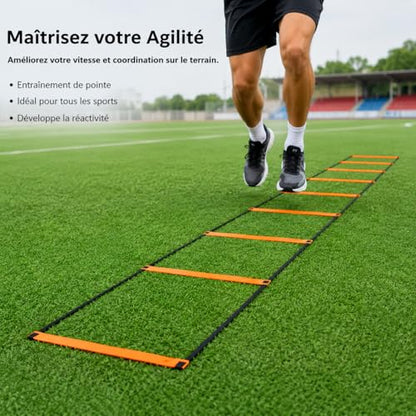 Qianly Kids Agility Ladder, Speed Ladder Training for Football & Soccer, 15ft Agility Speed Ladder with Storage Bag, Team Conditioning Equipment, Flitting Agility Ladder 8 Grid - style: Flitting Agility Ladder 8 Grid