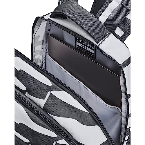 Under Armour Unisex Hustle 5.0 Backpack - color: (019) Pitch Gray / / Metallic Champagne Gold
