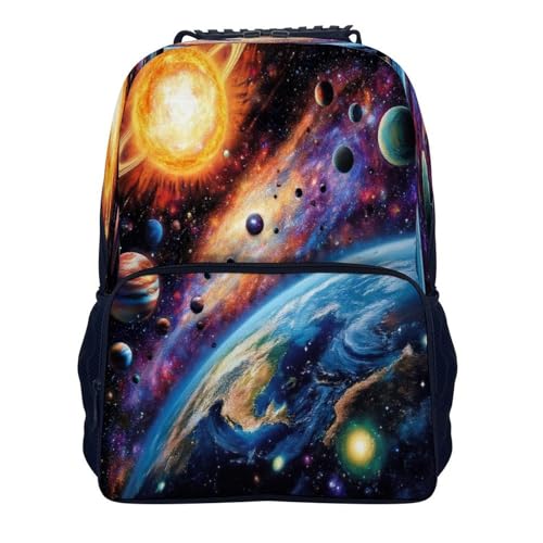 Supdreamc Shoulder Book Bags Polyester Multipurpose Anti-Theft Trippy Outer Space Planet Art Carry On Bag Large Capacity Travel Hiking Camping Rucksack - color: Pattern 433
