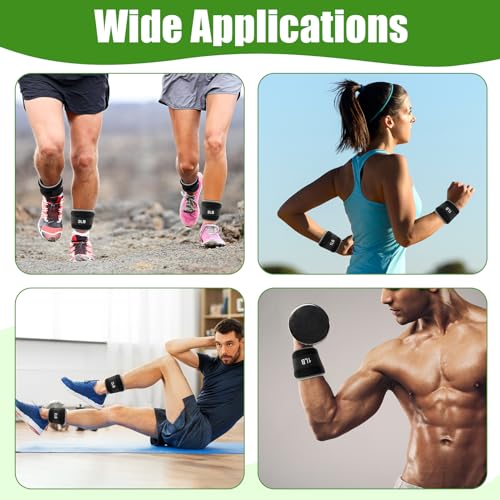Hollowfly 4 Pairs Ankle Leg Weights Adjustable Set for Women Men, 1lb 2lb Wrist Weight Arm Fitness Wristbands Ankle Leg Strap for Gym Yoga Training Walking Jogging Running