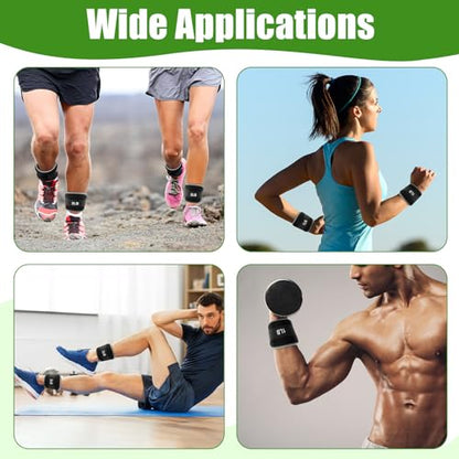 Hollowfly 4 Pairs Ankle Leg Weights Adjustable Set for Women Men, 1lb 2lb Wrist Weight Arm Fitness Wristbands Ankle Leg Strap for Gym Yoga Training Walking Jogging Running