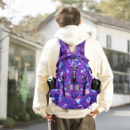 Lovelinks21 25L Tactical Backpack Hiking Daypacks Outdoor Military Molle Bag EDC Rucksack Motorcycle Backpack for Camping - color: Purple Tie Dye