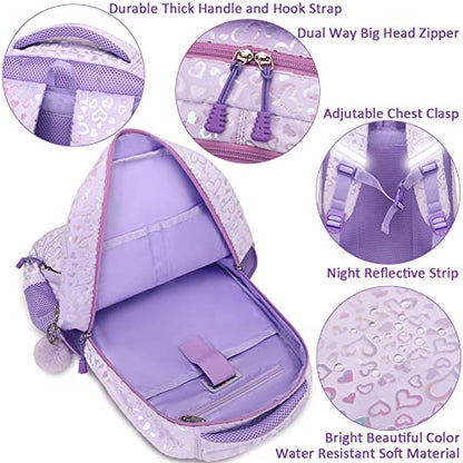Meisohua School Backpack for Girls Large Fluffy Bookbag for Kids Teens School Bags for Girl Primary Middle School Casual Daypack - color: Furry Heart Purple