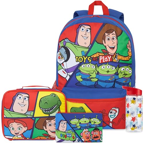 Get Trend Disney Toy Story Boys 4 Pc Backpack Set with 18in Bookbag, Lunch Bag, Water Bottle, Pencil Case, Gifts for Boys (Multi Toy Story) - color: Multi Toy Story