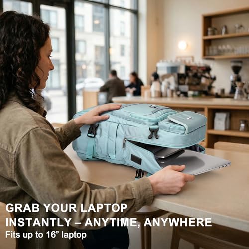 PIJUSHI Carry on Travel Backpack for Women Convertible Duffel Bag Backpack Large Luggage Rucksack Fit 16 Inch Laptop(PE039 Blue) - color: Blue