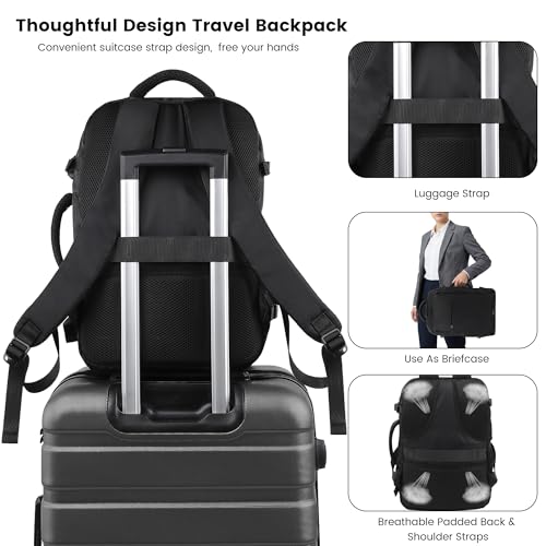 TANTOMI Travel Backpack for Women, Carry On Backpack with Wet-Dry Separation Compartment, TSA-Compliant Laptop Backpack, Personal Item Travel Bag with Anti-Theft Lock for Weekender (Black) - color: 1-black